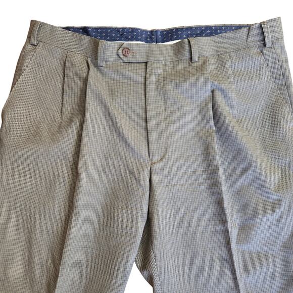 Ralph Lauren Men Vintage Classic Houndstooth Pleated 100% Wool Dress Pants 38x32 - Picture 2 of 11